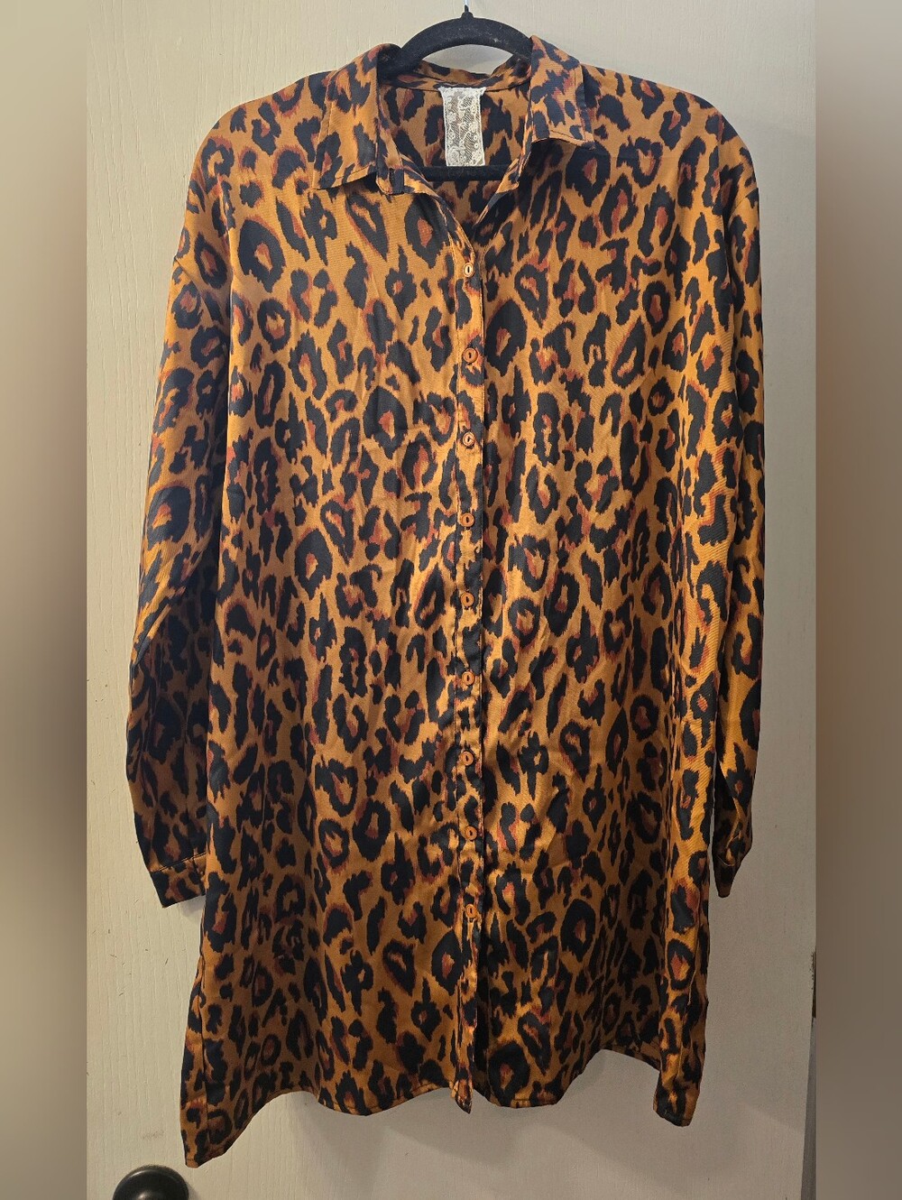 Sadie & Sage Leopard Print Mini Shirt Dress in Brown and Black